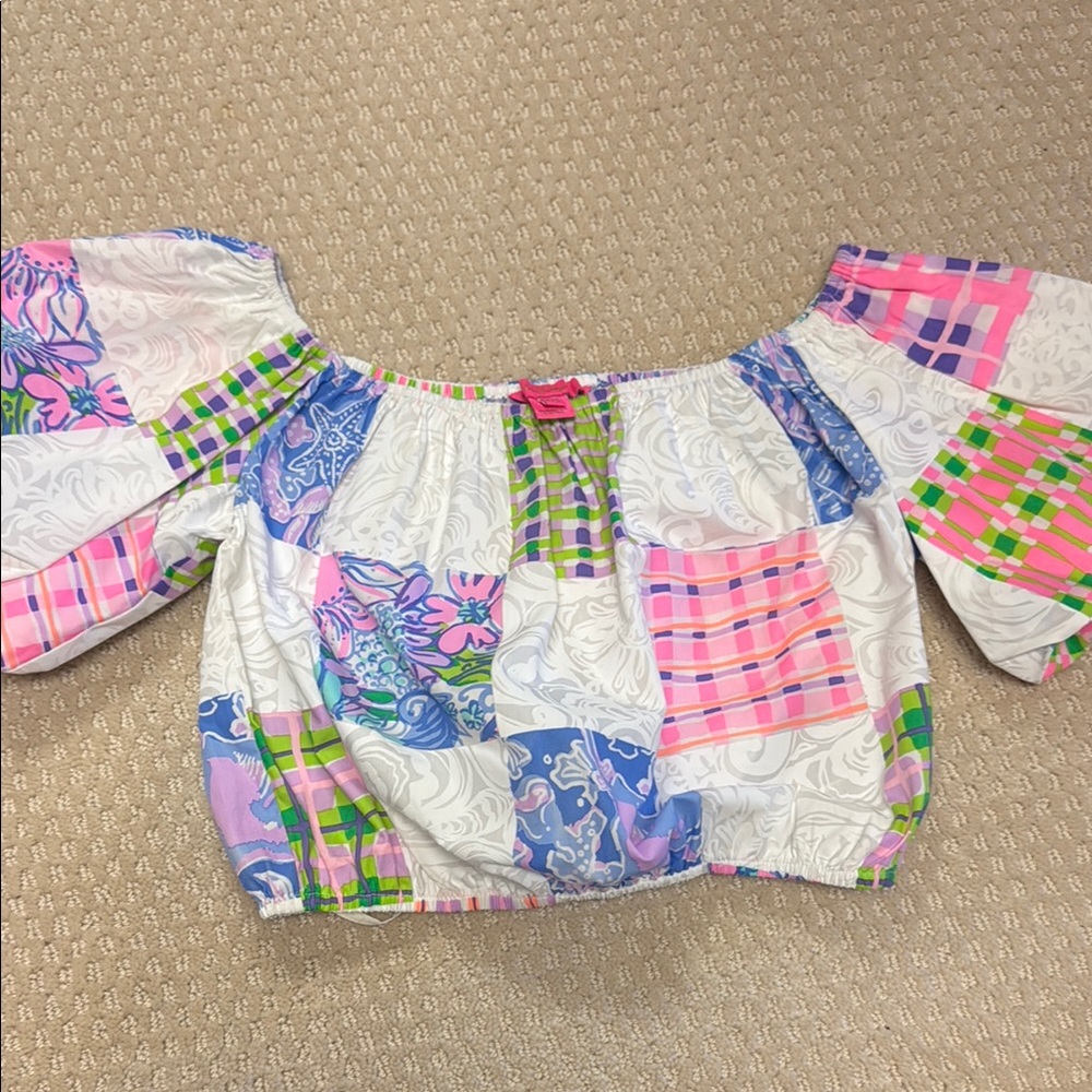 Colorful Patchwork Off-Shoulder Top